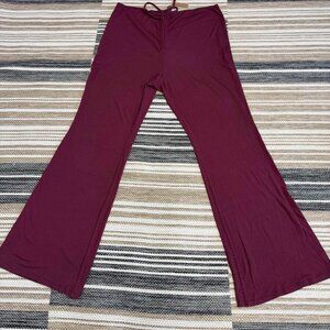 Skims Women's Wide-Leg Lounge Pants Drawstring Stretch Comfortable Oxblood Sz 4X